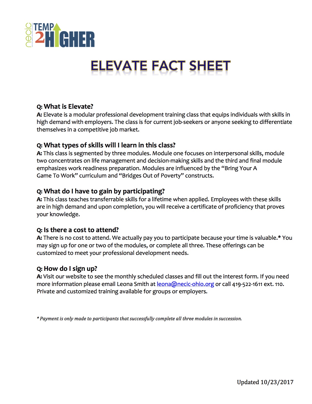 elevate, temp2higher, jobs, necic, workforce, professional development